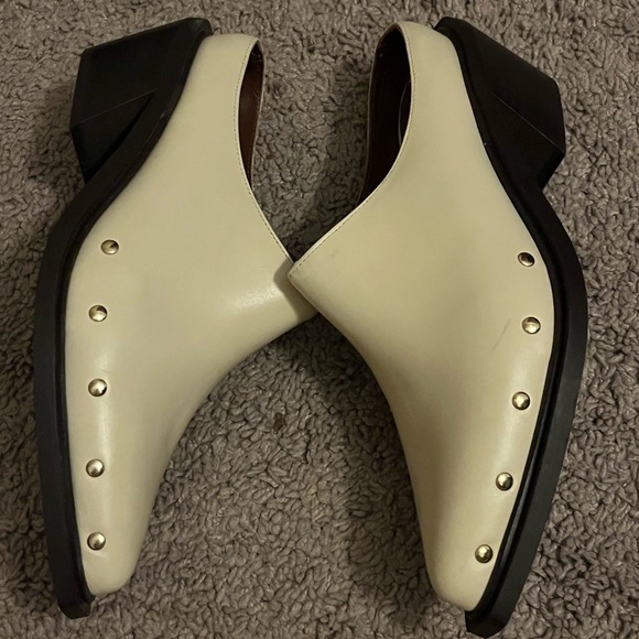 Alohas Off White Pointed Studded Heeled Clogs - Picture 4 of 5